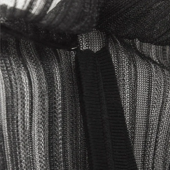 COS Sheer Plissé Midi Dress (Black) Size Large - Picture 3 of 9